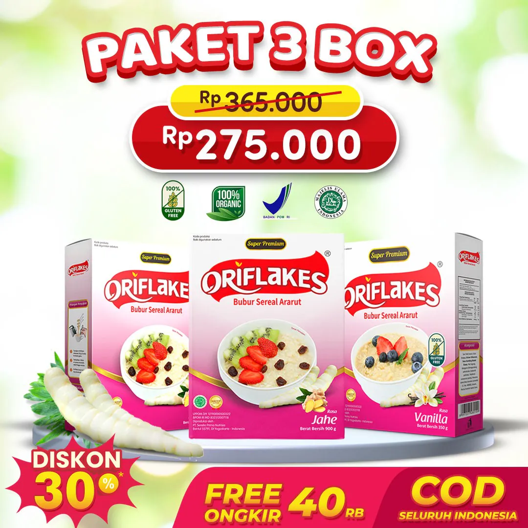 Paket 3 Oriflakes sereal umbi garut