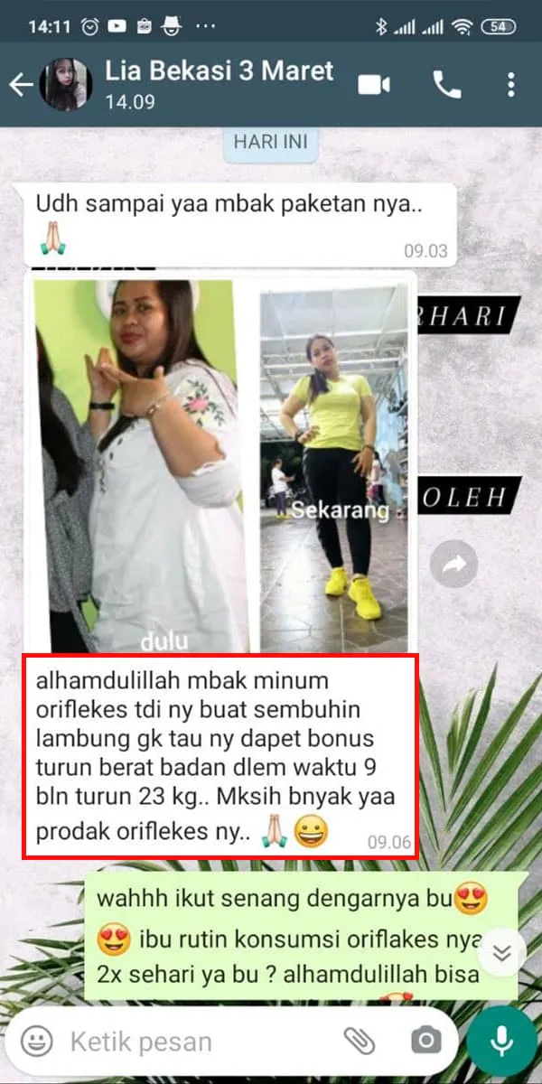 Testimoni pengguna Oriflakes umbi garut
