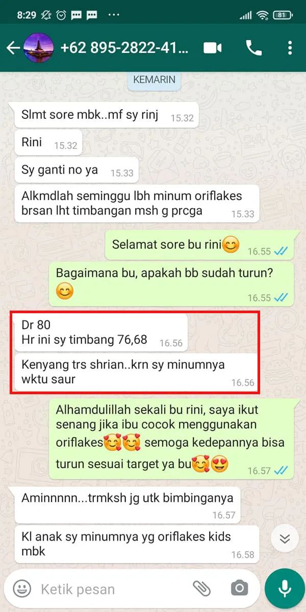 Testimoni pengguna Oriflakes umbi garut
