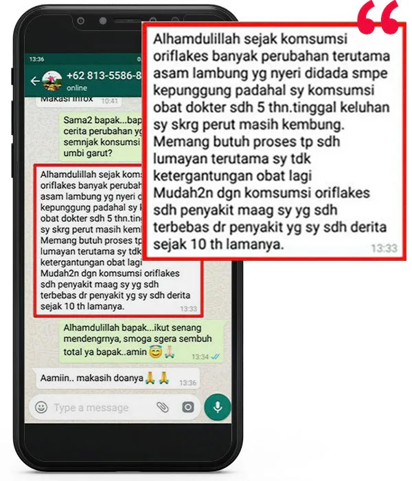 Testimoni pengguna Oriflakes umbi garut