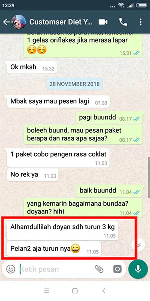 Testimoni pengguna Oriflakes umbi garut