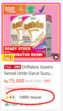 Bukti penjualan Oriflakes online