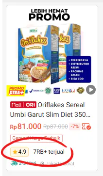 Bukti penjualan Oriflakes online