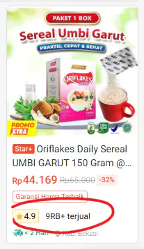 Bukti penjualan Oriflakes online