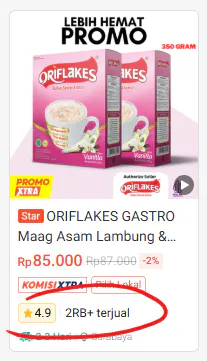 Bukti penjualan Oriflakes online