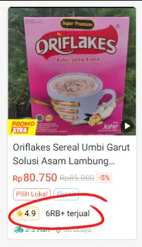 Bukti penjualan Oriflakes online