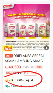 Bukti penjualan Oriflakes online
