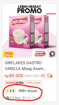Bukti penjualan Oriflakes online