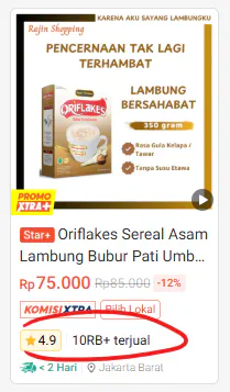 Bukti penjualan Oriflakes online
